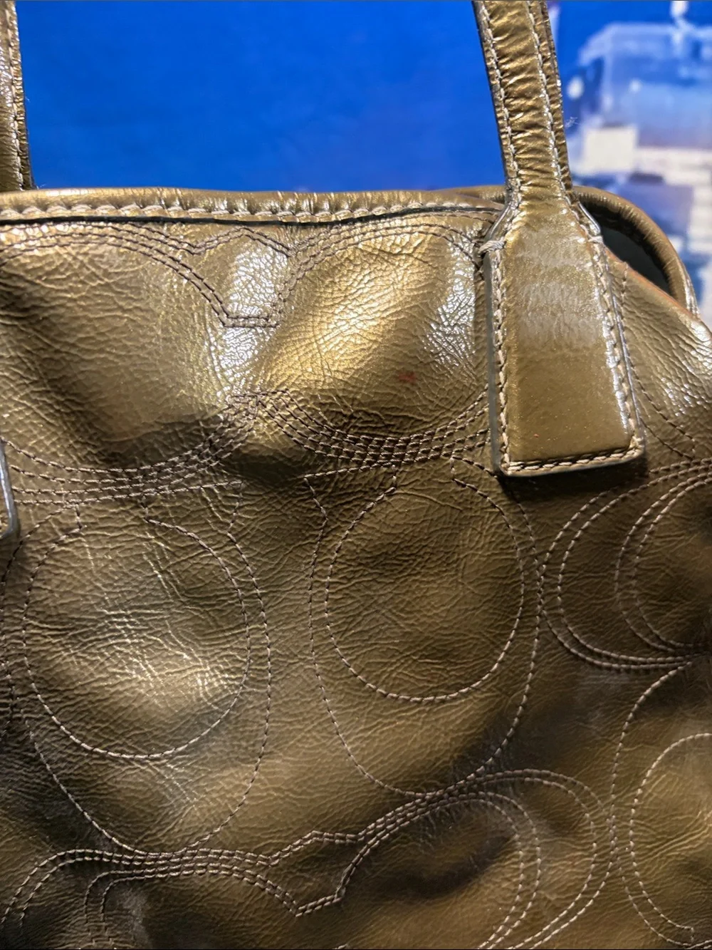 Coach kiss-lock rehab Olive Leather Shoulder Bag